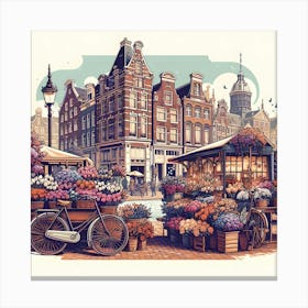 Amsterdam Flower Market 1 Canvas Print