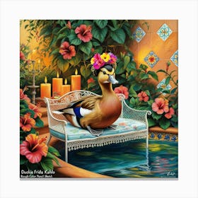 Duck With Flowers 1 Canvas Print