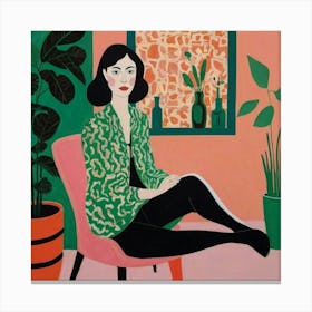 Woman Sitting In A Chair Canvas Print