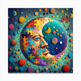 The Moon A Colourful Mosaic Canvas Print