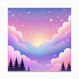 Sky With Twinkling Stars In Pastel Colors Square Composition 113 Canvas Print