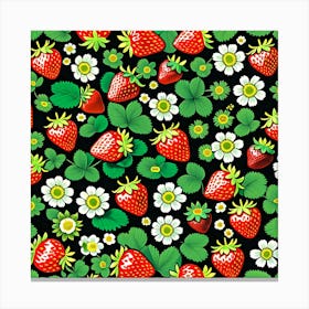 Strawberry Seamless Pattern Vector Canvas Print