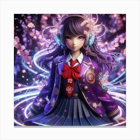 Anime Girl With Headphones 2 Canvas Print