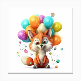 Fox With Balloons 1 Canvas Print