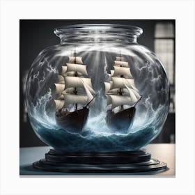 Two Ships In A Crystal Jar Digital Art. Canvas Print