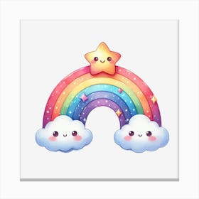 Rainbow And Star Canvas Print