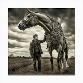 A Man And His Horse Canvas Print