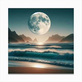 Full Moon Over The Ocean 12 Canvas Print