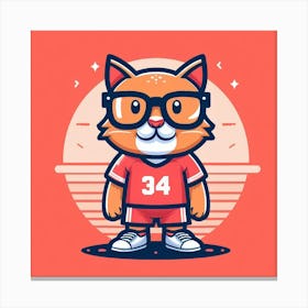 Cartoon Cat With Glasses Canvas Print