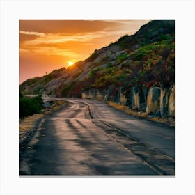 Empty Road At Sunset Canvas Print