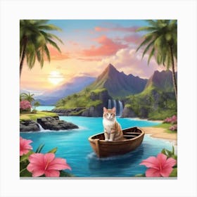 Cat In A Boat 1 Canvas Print