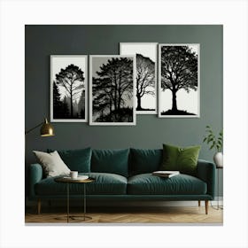 Black And White Trees Canvas Print