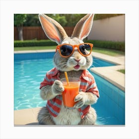 Rabbit Drinking Orange Juice 1 Canvas Print