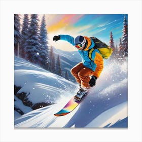 Snowboarder In The Snow 1 Canvas Print