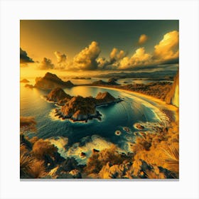 A beautiful picture of the sea and stunning nature in three-dimensional golden color 1 Canvas Print