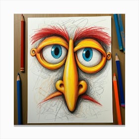 Cartoon Face Drawing Canvas Print