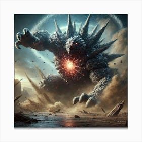 A Dramatic Sci Fi Action Scene Featuring Astrorex, Canvas Print