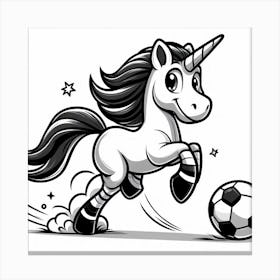 Unicorn Kicking Soccer Ball Canvas Print