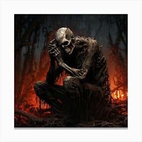 Skeleton In The Forest Canvas Print