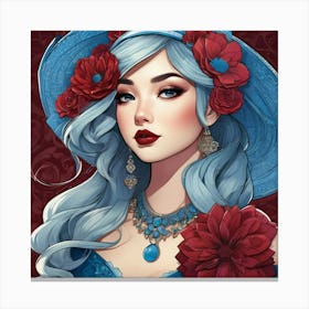 Blue Haired Girl Canvas Print