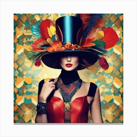 Woman In A Top Hat Canvas Print