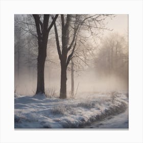 Winter Road In The Forest Canvas Print