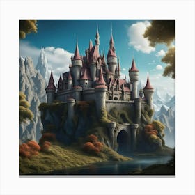 Majestic castle near the river Canvas Print