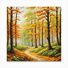 Forest In Autumn In Minimalist Style Square Composition 333 Canvas Print