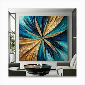 Abstract Blue And Gold Painting Canvas Print