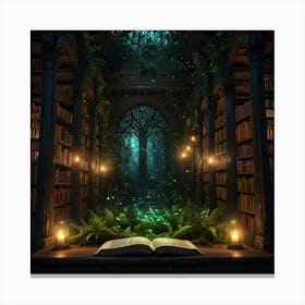 Library In The Forest Canvas Print