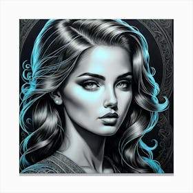 Woman In Black And Blue Canvas Print