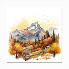 Autumn Landscape Watercolor Painting 6 Canvas Print