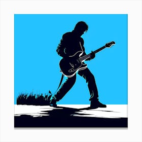 Silhouette Of A Man Playing Guitar 1 Canvas Print