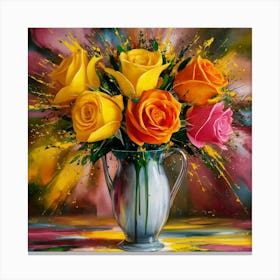 Roses In A Vase 7 Canvas Print