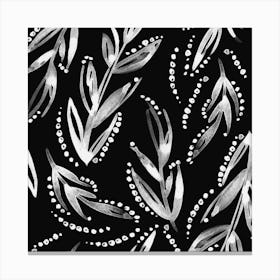Black And White Leaves Pattern Canvas Print