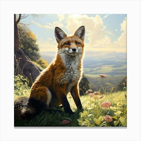 Red Fox In The Countryside Canvas Print