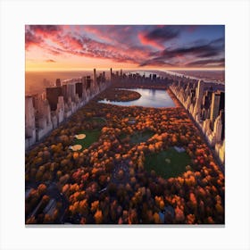 Central Park At Sunset Canvas Print