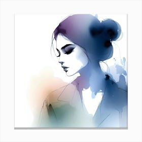 Watercolor Portrait Of A Woman 2 Canvas Print