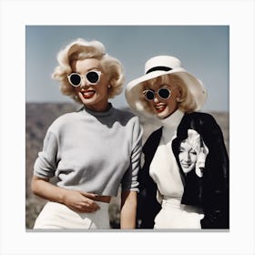Marilyn Monroe And Jane Fonda Canvas Print