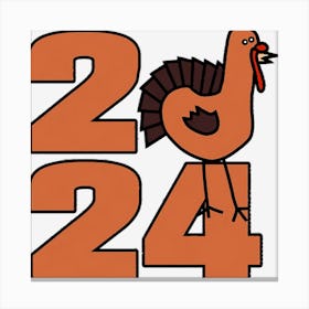 Thanksgiving 2024 with Cute Turkey Canvas Print