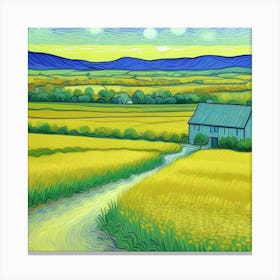 Farm Life Golden Fields and Rolling Hills Field Of Yellow Wheat Canvas Print