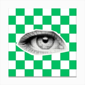Checkerboard Eye Green  Canvas Print