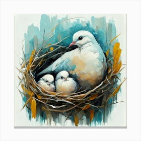 Doves In Nest 3 Canvas Print