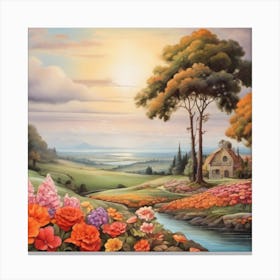 'Garden At Sunset' Canvas Print