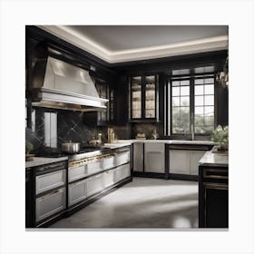Black And Gold Kitchen Canvas Print