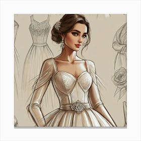 Wedding Dress Drawing 1 Canvas Print