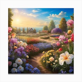 Leonardo Vision Xl Flower Farm Garden Irismulticolored Rosesda 0 Canvas Print