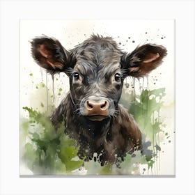 Rustic Charm Watercolor Cow Canvas Print