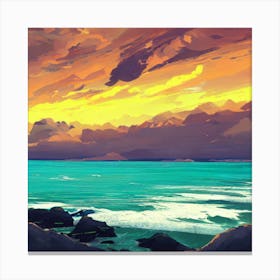 Sunset Over The Ocean 5 Canvas Print