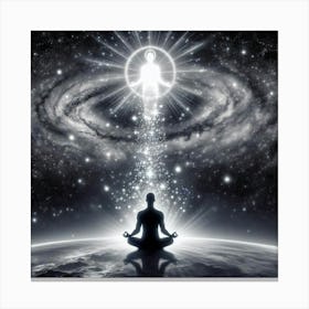 Meditating Man In Space Canvas Print